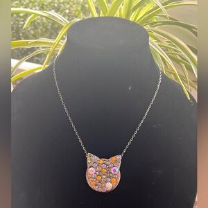 Betsey Johnson Colorful Cat Pendant Necklace